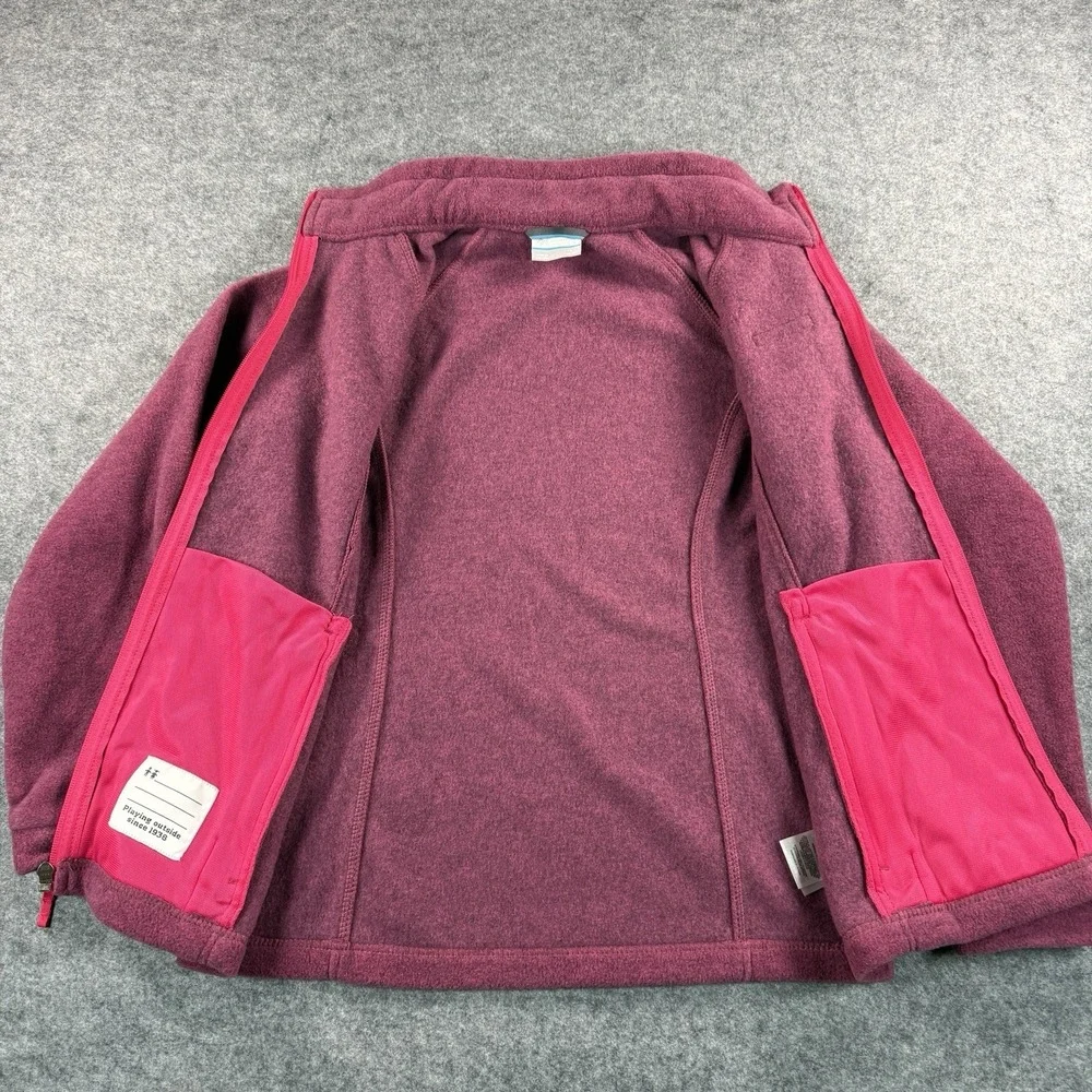 Columbia Full Zip Jacket Coat Girls‎ Youth Large Fuchsia Pink Fleece Comfort